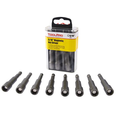 TOOLPRO 516 in Nut Setter 2916 in Length in Interlocking Storage Box 8Pack, 8PK TP60680